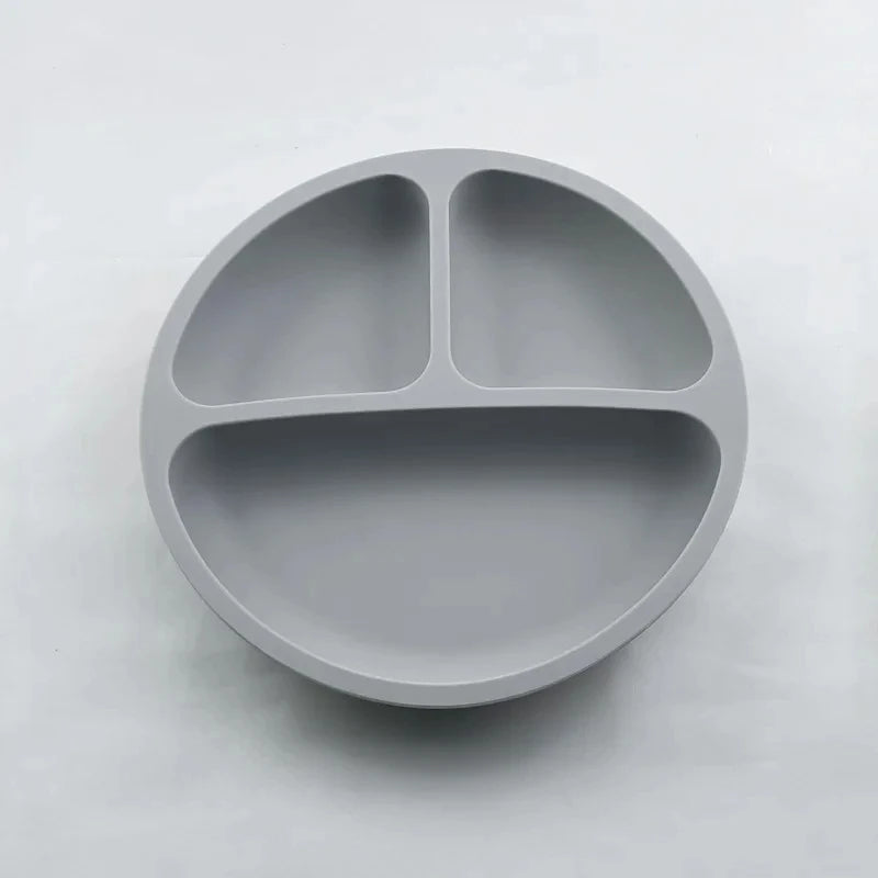 2024New Baby Safe  Silicone Suker Plate Cartoon Children Dishes Feeding Toddler Training Tableware Retro Kids Smile Face Plate