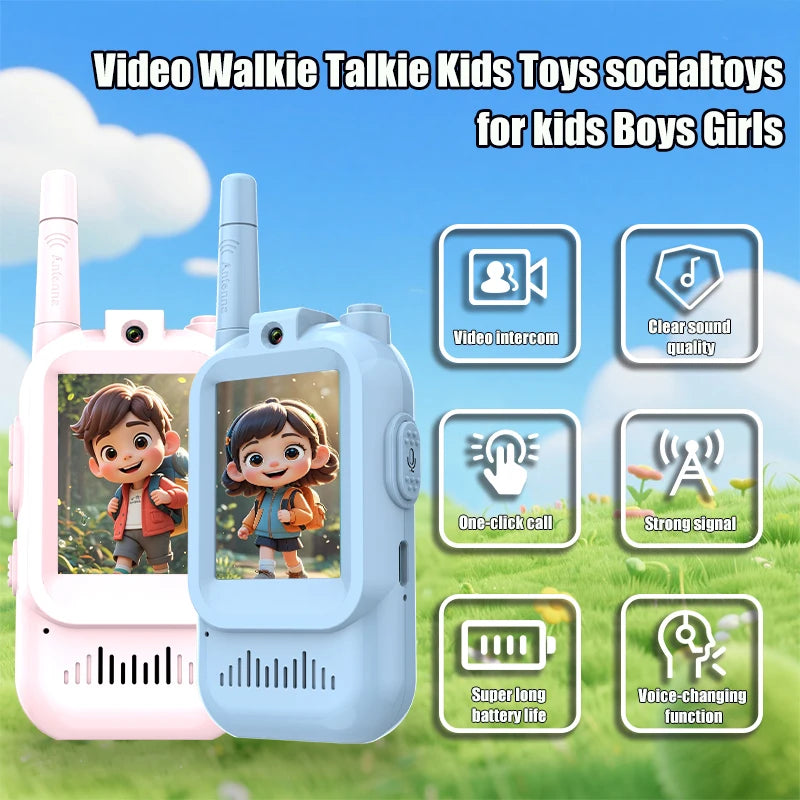 AIRITON Children's Video Walkie Talkies 2 Pack Rechargeable 2-inch High-definition Screen Voice Changer For Kids Gift Boys Girls