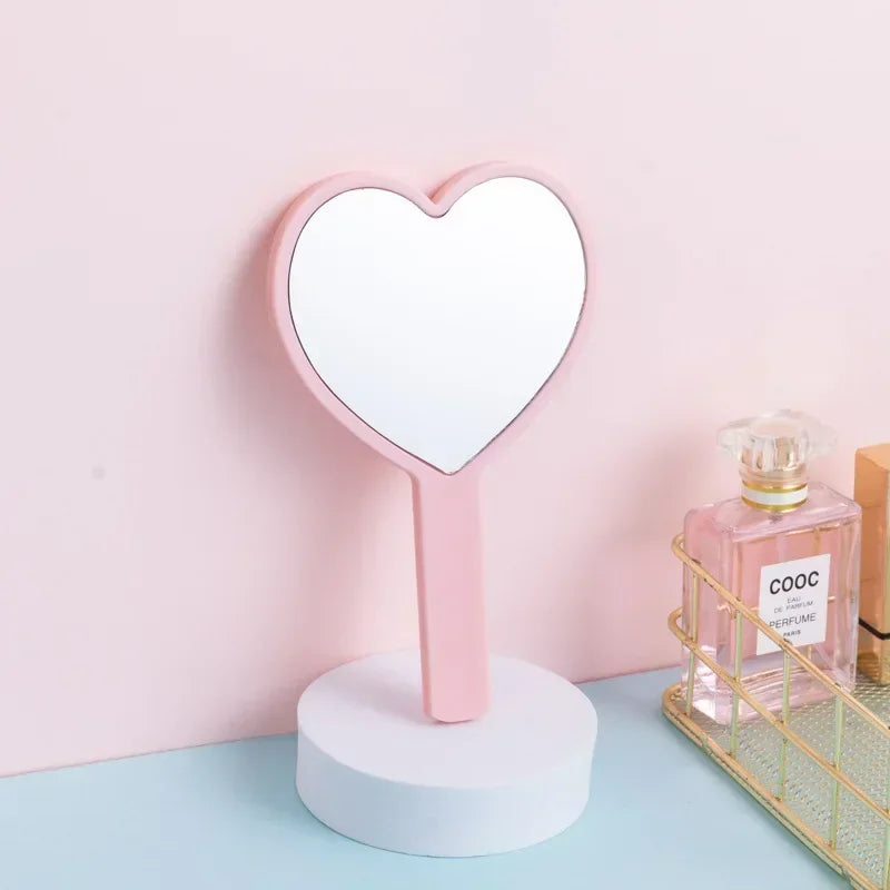 Cherry Heart Handle Mirror Hand in Hand with A Mirror To Carry Around Cute Little Mirror for Girls Dressing Mirror Makeup Mirror