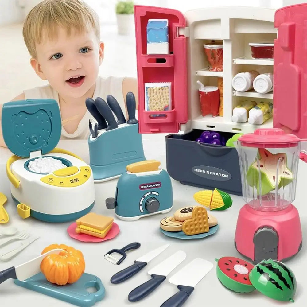 Multicolor Kids Cooking Playset Microwave Plastic Baking Playset Simulation Design Gas Stove Playing House Kitchen Toy Toy