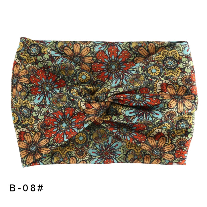 Printed Wide Elastic Headband Pilates Yoga  Running Cycling Hairband Turban Makeup Hair Hoop Makeup Headwrap for Women Girl