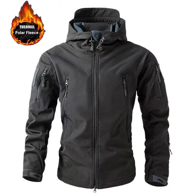 Men's Winter Autumn Softshell Fleece Jackets Windproof Outdoor Fishing Hiking Hunting Thermal Camping Cargo Coats Warm M-5XL
