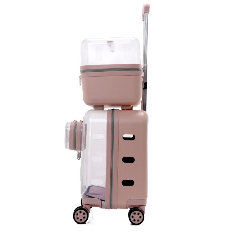 Transparent Pet Stroller Double-layer Rolling Cat Carrier Space Capsule Dog Travel Case Backpack for Cat Ventilated Pet Supplies