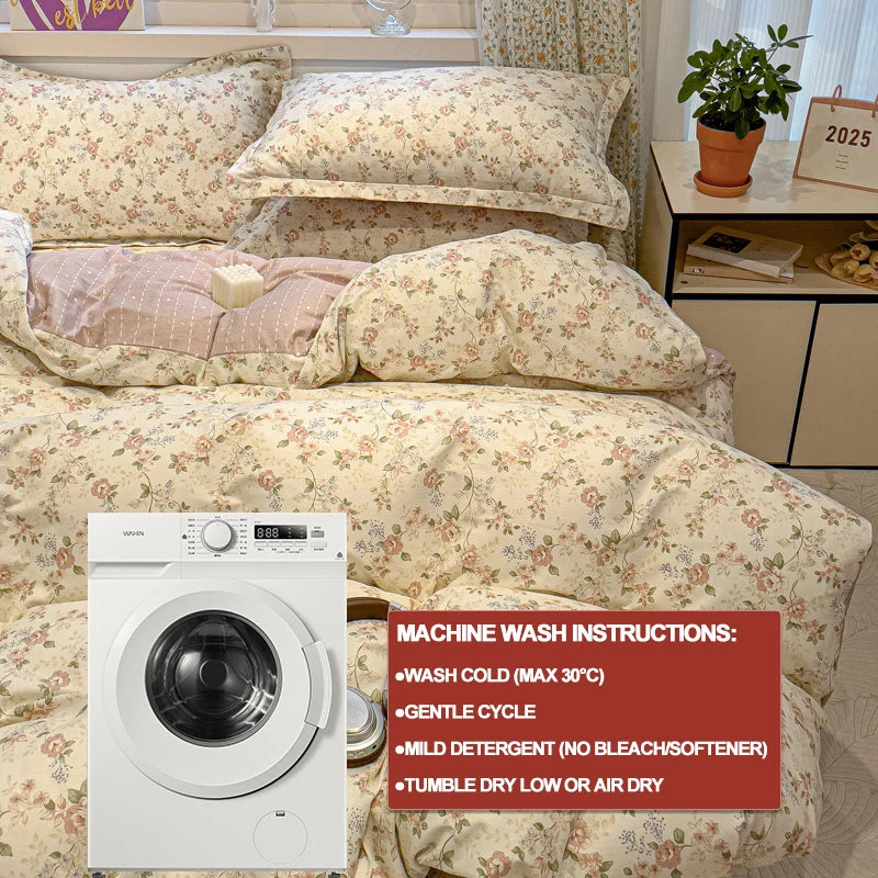 100% Cotton Luxury Floral Style Bedding Set 3 Piece, Duvet Cover Set 1 Duvet Cover 2 Pillowcase,Single/Double/200x200/220x240