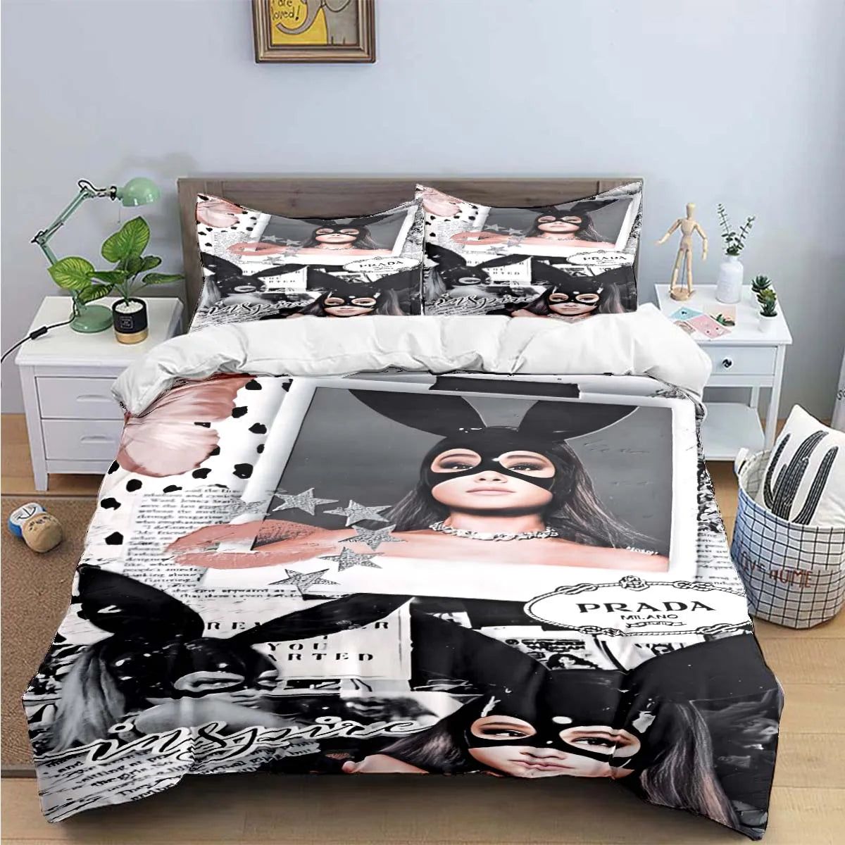Fashion Pop Singer A-Ariana G-Grande Print Bedding Sets Bed Supplies Set Duvet Cover Bed Comforter Set Bedding Set Luxury Gift