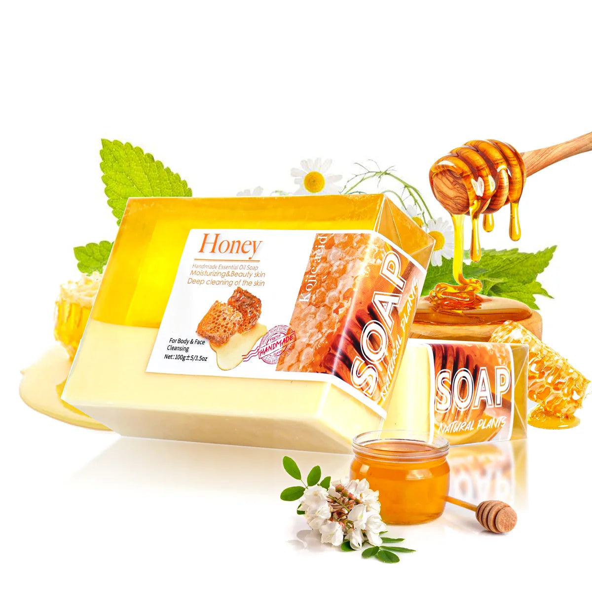 100g Honey Collagen Soap with Vitamin Niacinamide Facial Cleansing Soap Moisturizing Honey Face Wash Bar for Skin Care