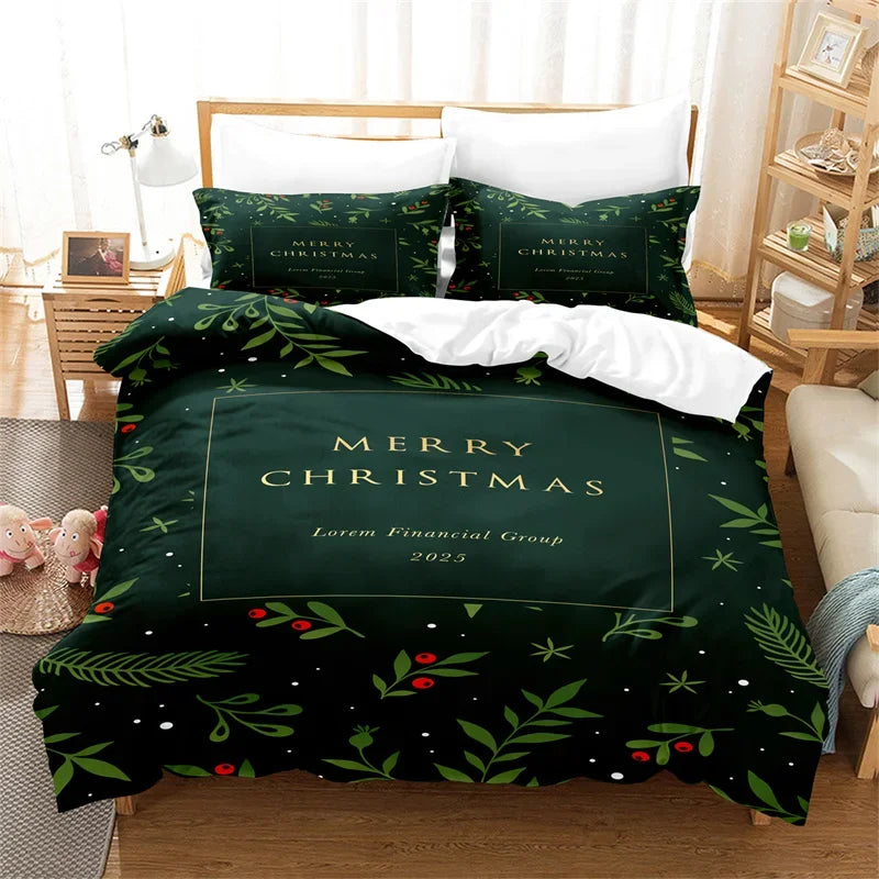 Christmas Green Duvet Cover Fashion Girls Boys Bedding Set Queen Double Bed Set Comforter Set Children Bedding Duvet Cover