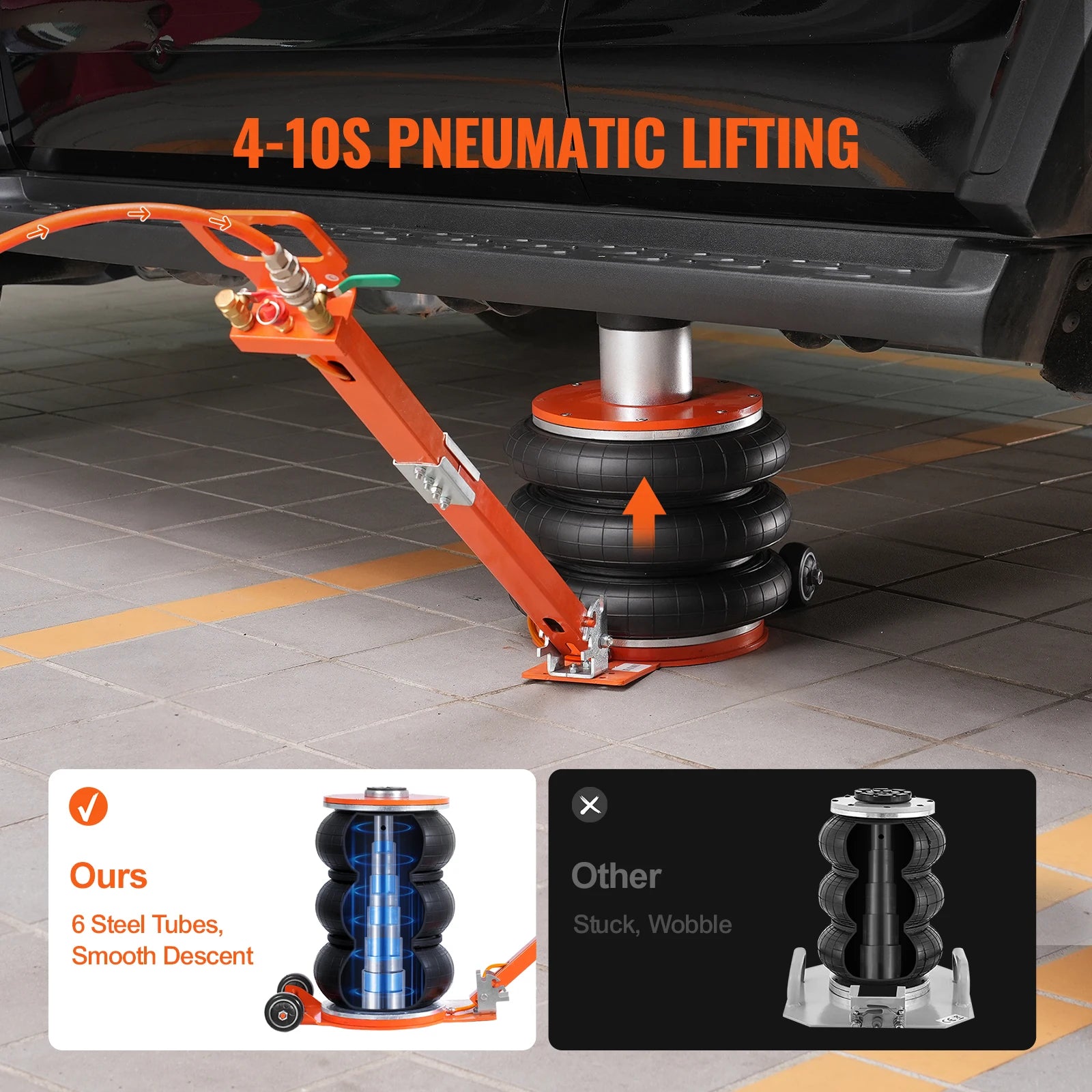 SucceBuy Air Jack 3/5 Ton Pneumatic Lifting Jack with Heightened Column Adjustable Handle Thick Rubber Pad for Sedan SUV Pickup