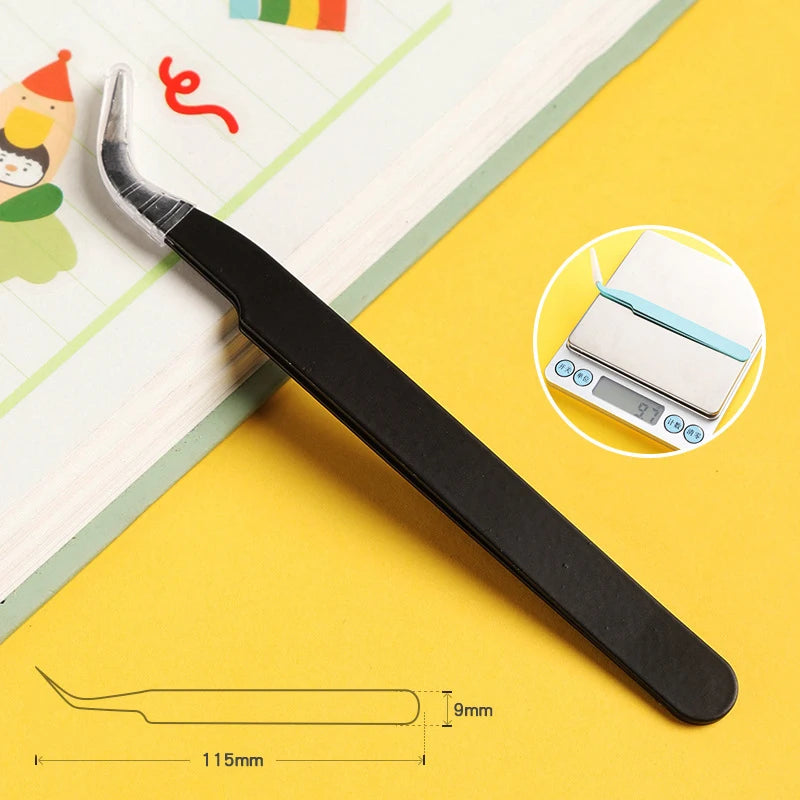 Stainless Steel Straight Curved Tweezers Colorful Pink Blue Purple DIY Eyelash Tweezer Nail Art Sticker Rhinestones Picking Tool