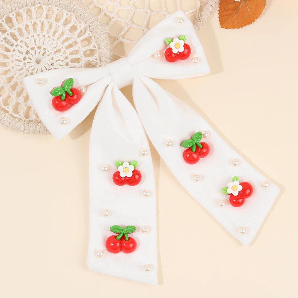 Kids Christmas Rhinestone Bow Hair Clip Cute Santa Claus Cartoon Reindeer Hairpins For Girls New Year Decor Accessories Gift