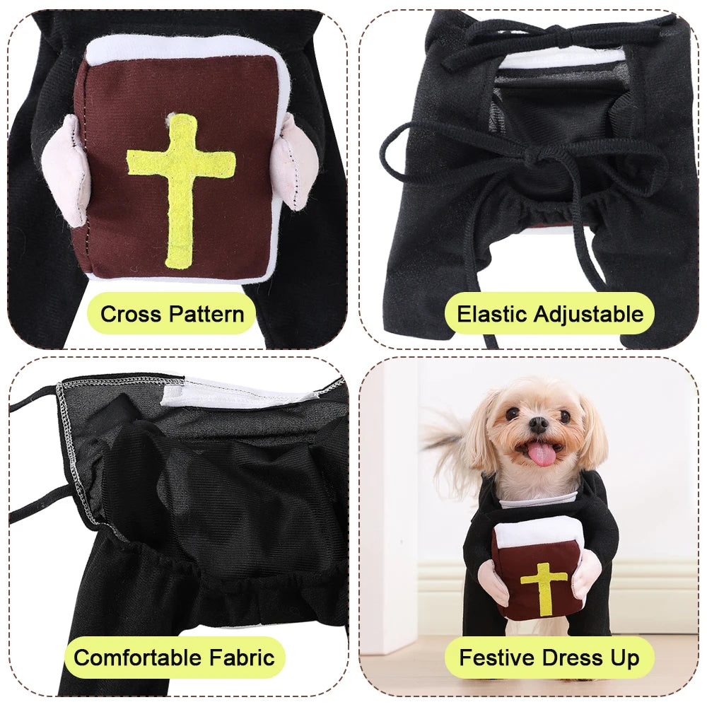 Halloween Cats Costume Jesus Cross Cosplay Clothes For Small Medium Large Dogs Cat Outfits With Bible Christmas Dress Up Apparel