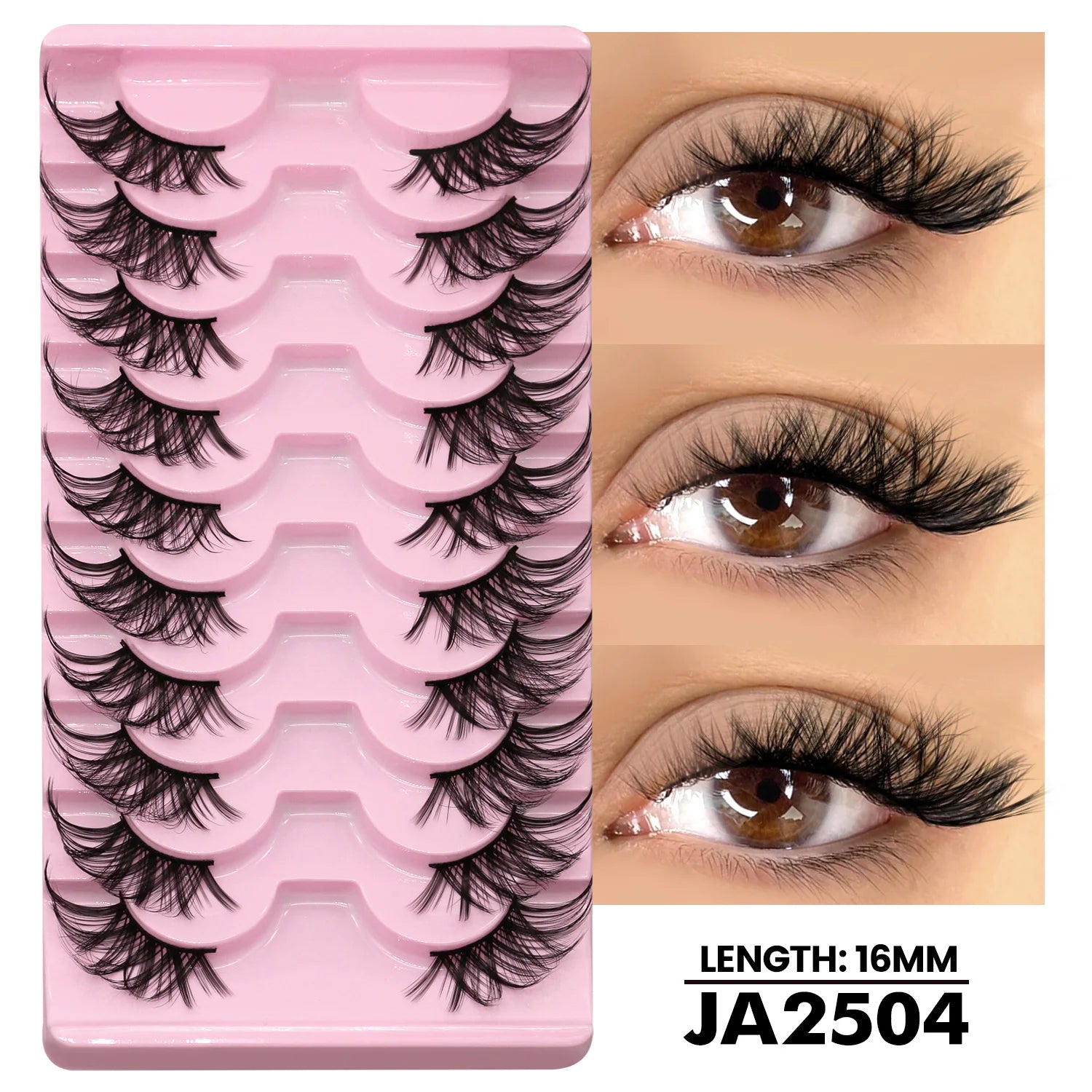 GROINNEYA Two Boxs Half Eyelashes Natural Fluffy Cat Eye Lashes Soft Wispy Faux Mink Lashes Winged End Eye Elongated Eyelashes