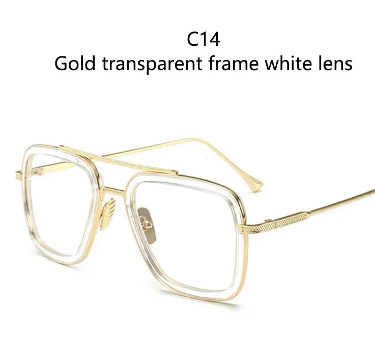 Sun Glasses Fashion Square frame Tony Stark Style Women Sunglasses Men Square Brand Design Sun Glasses Oculos Retro Male Iron