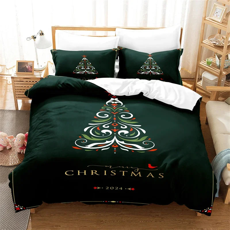 Christmas Green Duvet Cover Fashion Girls Boys Bedding Set Queen Double Bed Set Comforter Set Children Bedding Duvet Cover