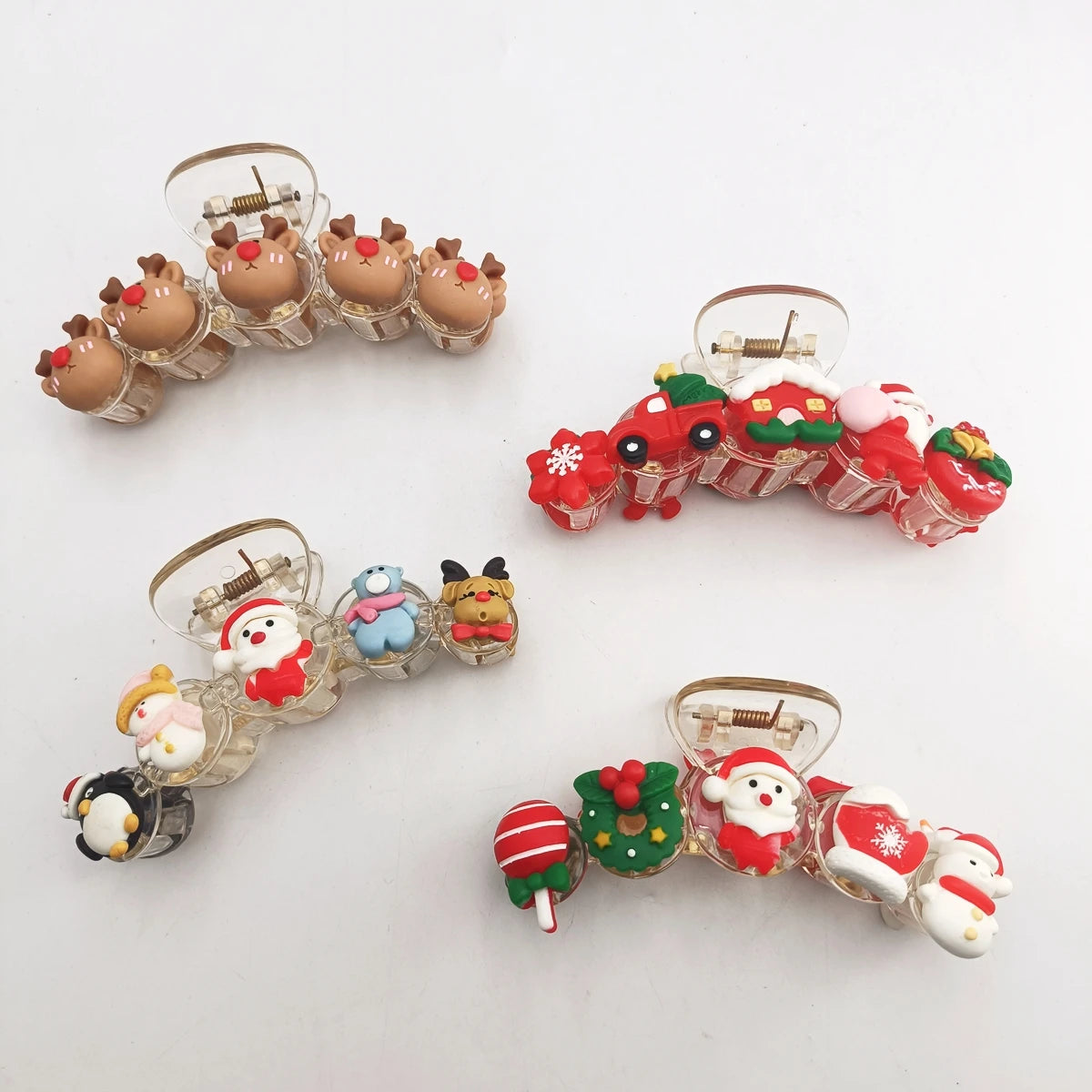 Christmas Transparent Acrylic Hair Clip New Cute Large Hair Claw Barrettes Santa Claus Hairpin Hair Accessories Headwear