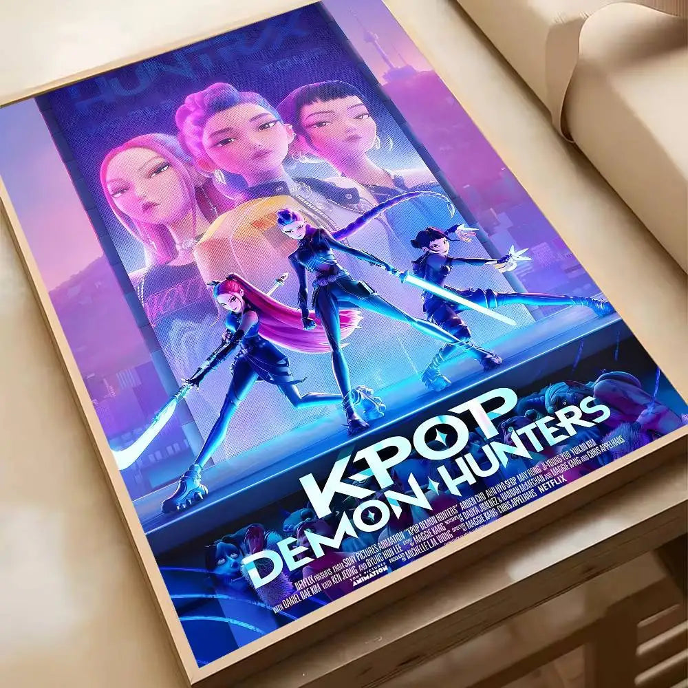 Hot Movie K-pop D-Demon H-Hunters Anime Poster Waterproof HD Art Wall Decal Self-Adhesive Print. Aesthetic Home Room Decor for L