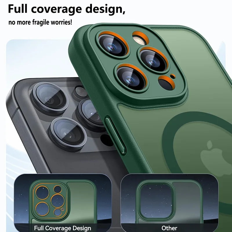 Luxury Frosted Phone Case For iPhone 17 16 15 14 13 12 11 Pro Max 16 15 Plus 17 Air For Magsafe Matte Transparent Magnetic Cover