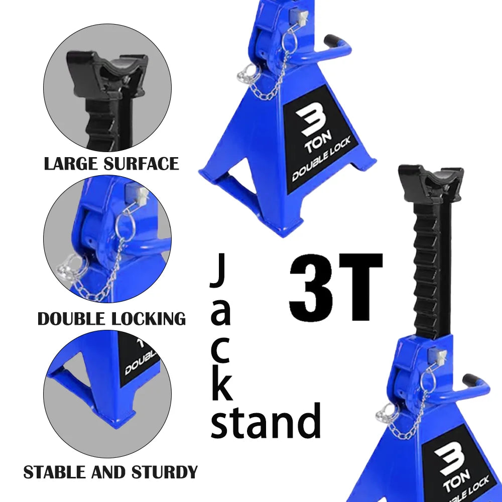 1 Pair 3 Ton Jack Stands Double Safety Pin 6000 lbs Capacity, Adjustable Height for Lifting SUV Pickup Truck Car