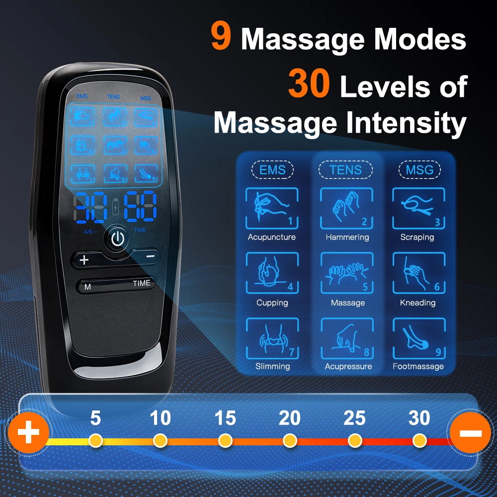 Professional Tens Electric Stimulation Massager Muscle EMS Therapy Pain Relief Adjustable Lightweight LCD Display Body Massager