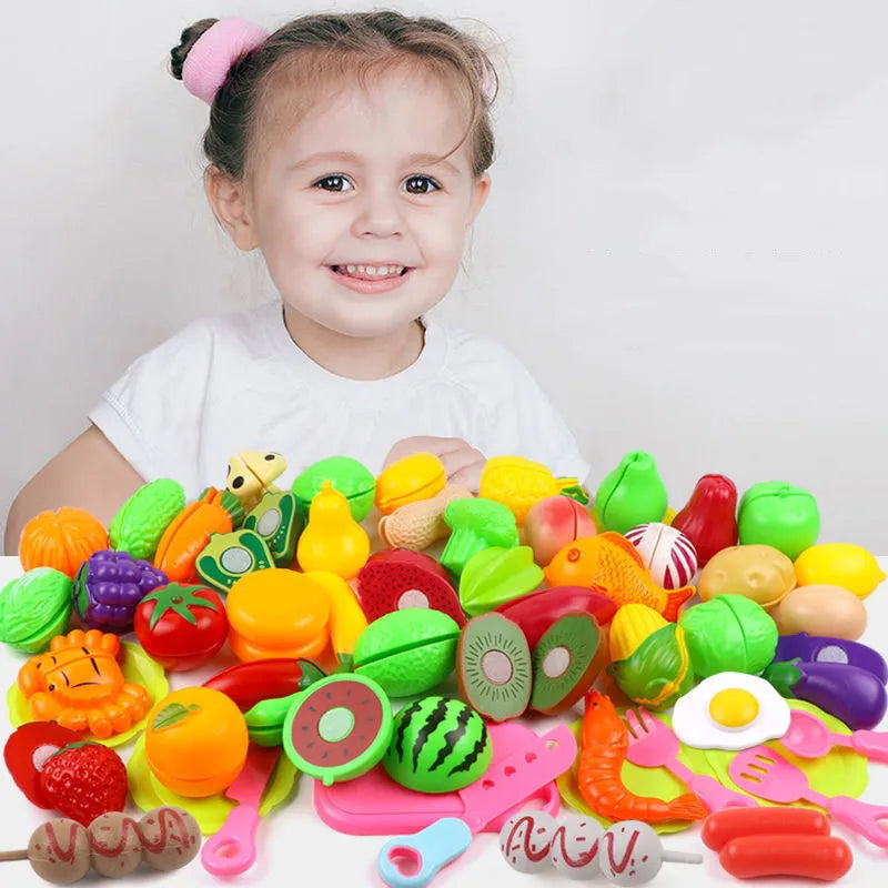 Children Toys Cutting Fruits and Vegetables Set for Kids Pretend Play Simulation Kitchen Toy Montessori Baby Toys for Girls Boys