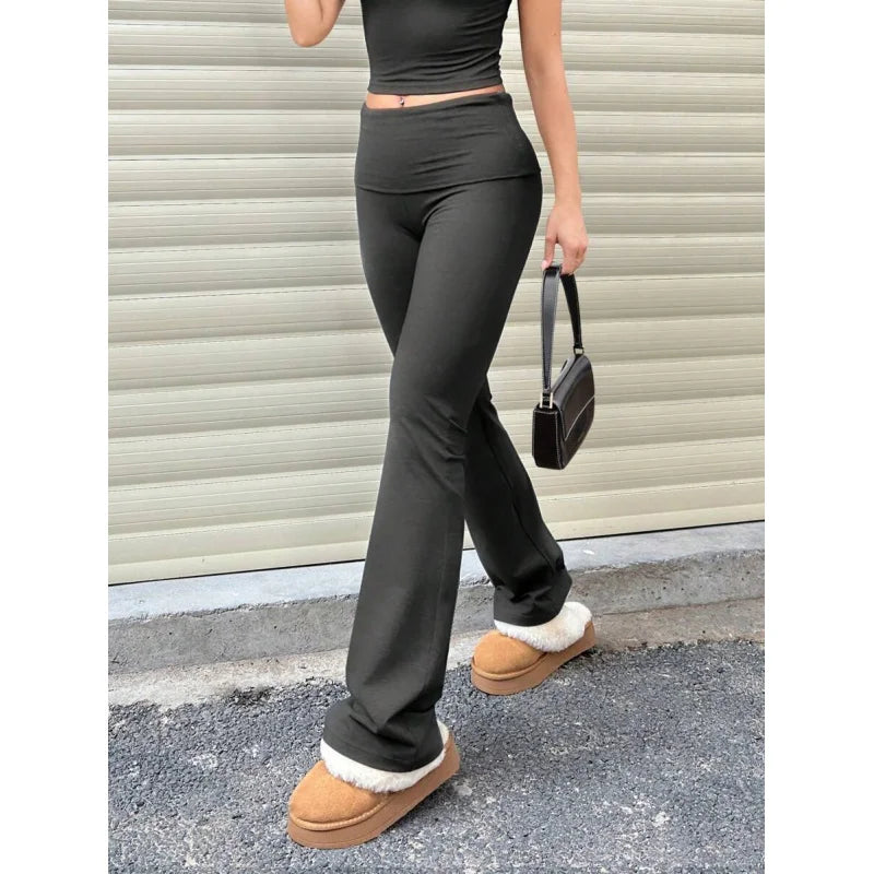 3pcs/Set Trouser Style Yoga Pants Women Elastic Waist Gym Workout Flare Leggings Casual High Waisted Bootcut Yoga Pants