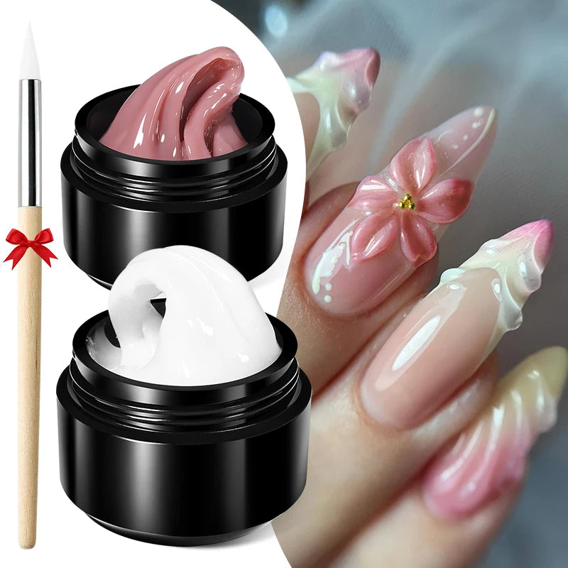 BORN PRETTY 15ml Clear Non Stick Hand Extension Gel 3D Shaping Sculpting Carving Nail Art Solid Hard Gel for Fake Nail