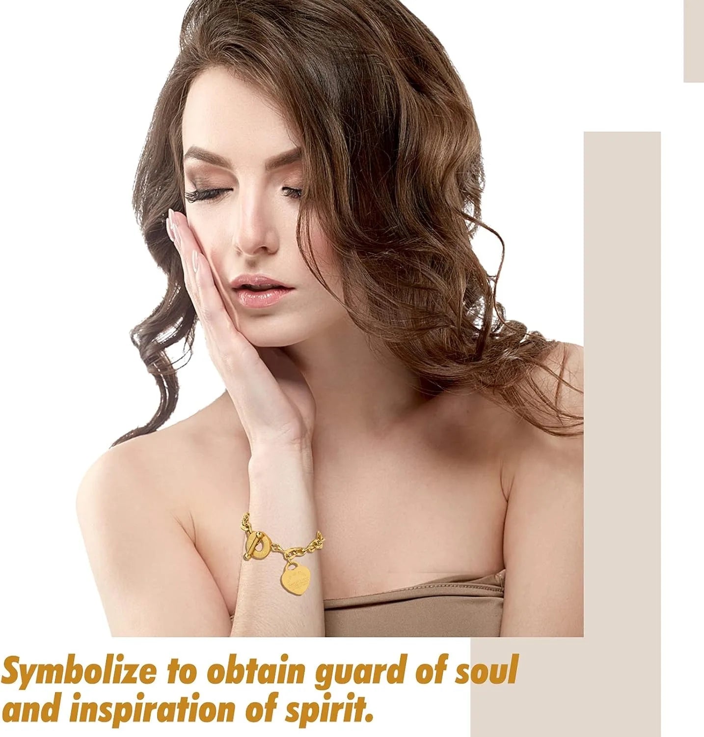 Love Pendant Link Chain OT Clasp Birthday Heart Jewelry Gift Bracelet for Women Bible Verse Bracelet Silver Gold Bracelet