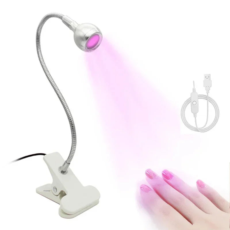 Nail Dryer Light UV Nail lamp 395nm Wavelength Clip-on Desk Mini USB For Gel Nails ongle Manicure Salon Tools