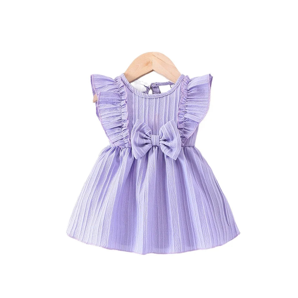 Newborn Baby Girl's Bow Sleeveless Christmas Dress Infant Cute Princess Birthday Party Dresses Toddler Clothing for 0-24 Months