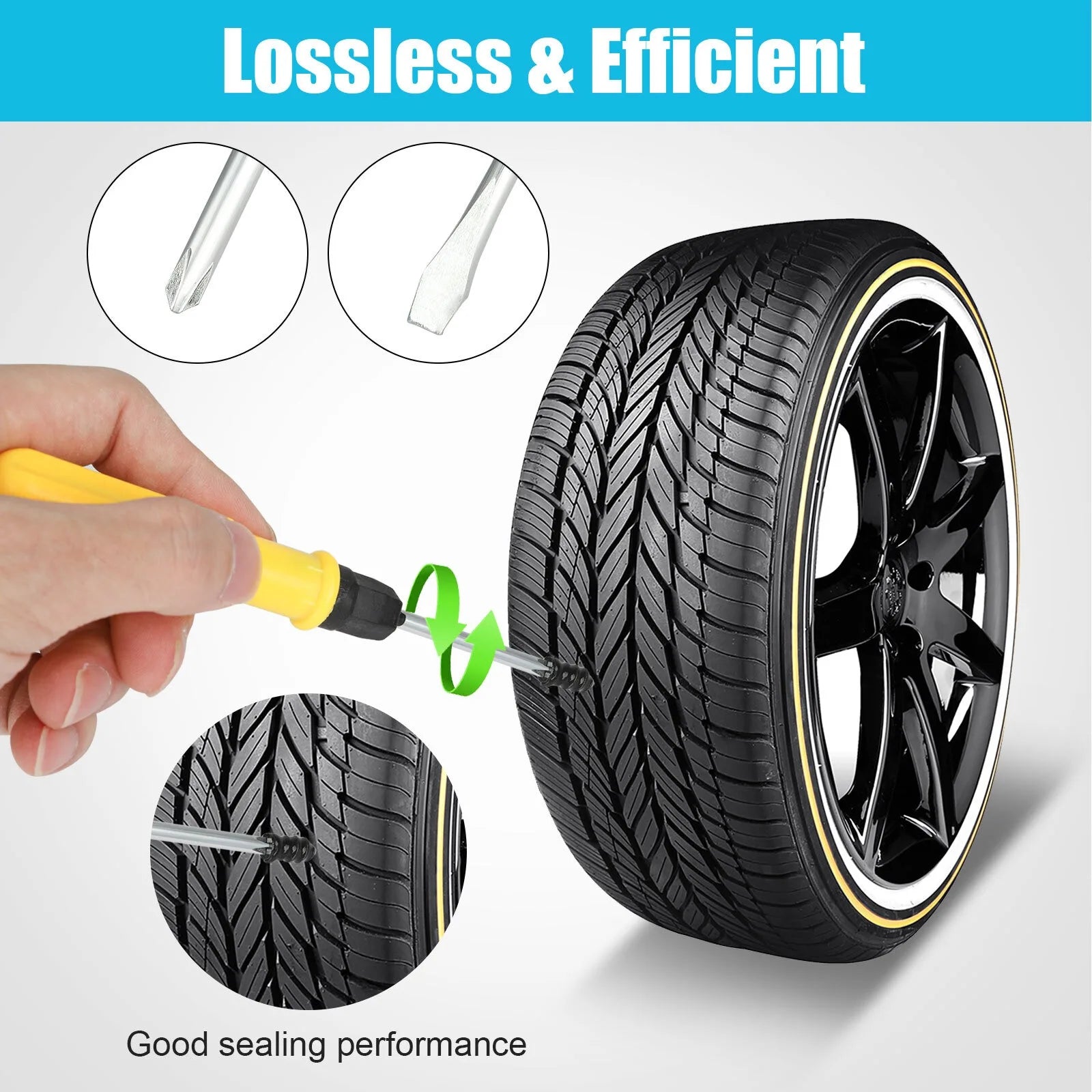 60PCS Car Vacuum Tire Repair Nail Rubber Screw Nails+  Tool Set w/Box Moto Tyre Repair Stud Patch Car Nail with screwdriver