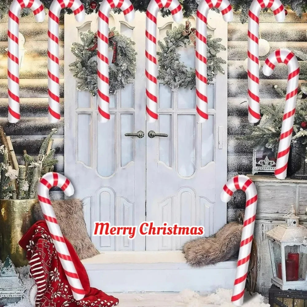 Inflatable Candy Cane Christmas Decorations PVC Xmas Candy Canes Balloons Hanging Ornament Indoor Outdoor Holiday Decorations