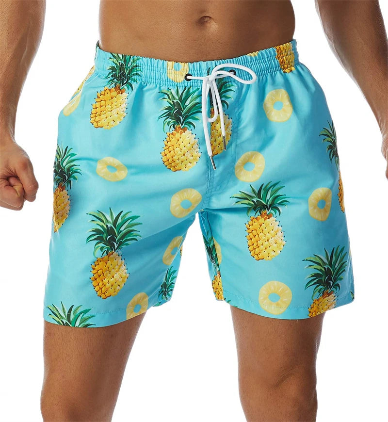 New 3D Simple Graphic Beach Shorts Men Women Fruit Pineapple Print Surf Board Trunks Hawaii Swimwear Pants Kids Cool Ice Shorts