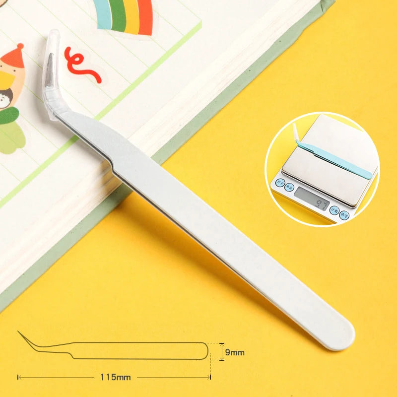 Stainless Steel Straight Curved Tweezers Colorful Pink Blue Purple DIY Eyelash Tweezer Nail Art Sticker Rhinestones Picking Tool