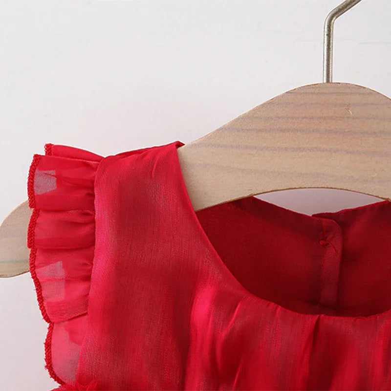 Baby Girl Dress Summer Girl Bow Pearl Mesh Princess Dress Cute Girl's First Year Dress Birthday Party Dress  Baby Girl Clothes