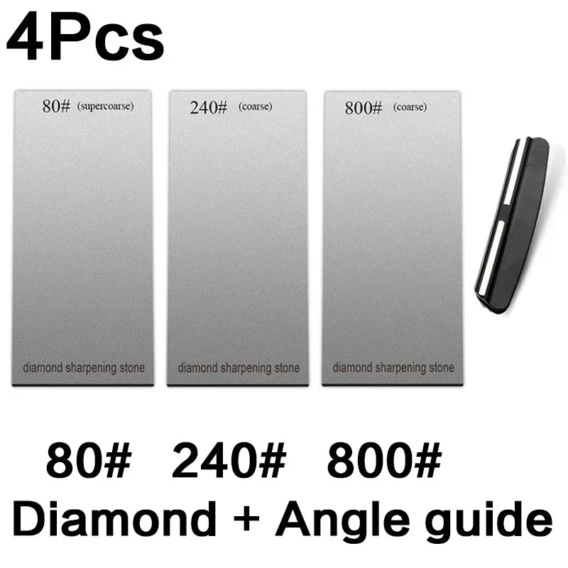 120/600/1500/3000 Grit Diamond Sharpening Stones Knife Sharpener Anti-skid Base Kitchen Knife Sharpening Tool Set Flake Plate