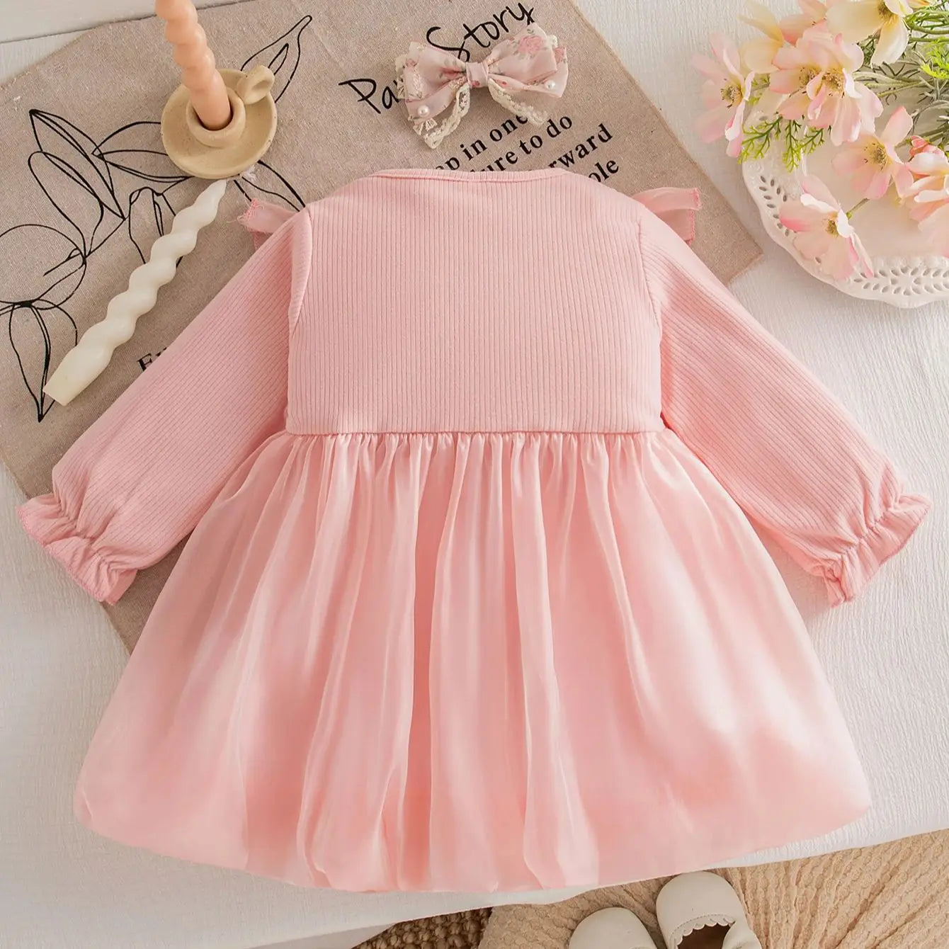 Autumn New Sweet Bow Baby Girl Dress, Princess Style Children'S Clothing Suitable For Christmas Parties (6-24 Months)
