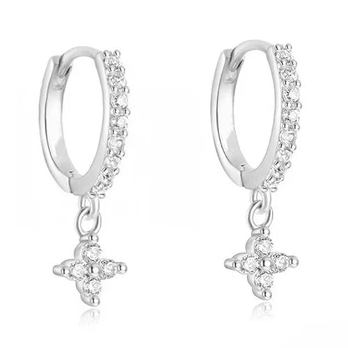 New Design Gold Color Earrings Stack Hoop for Women Girl Unique Zircon Flower Stud Earring Lobe Helix Cartilage Piercing Jewelry