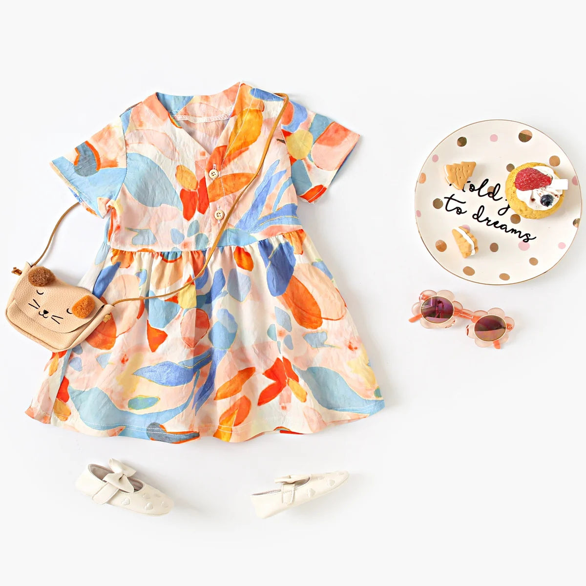 Sanlutoz Casual Short Sleeve Baby Dress Country Style Little Girls Dress Summer