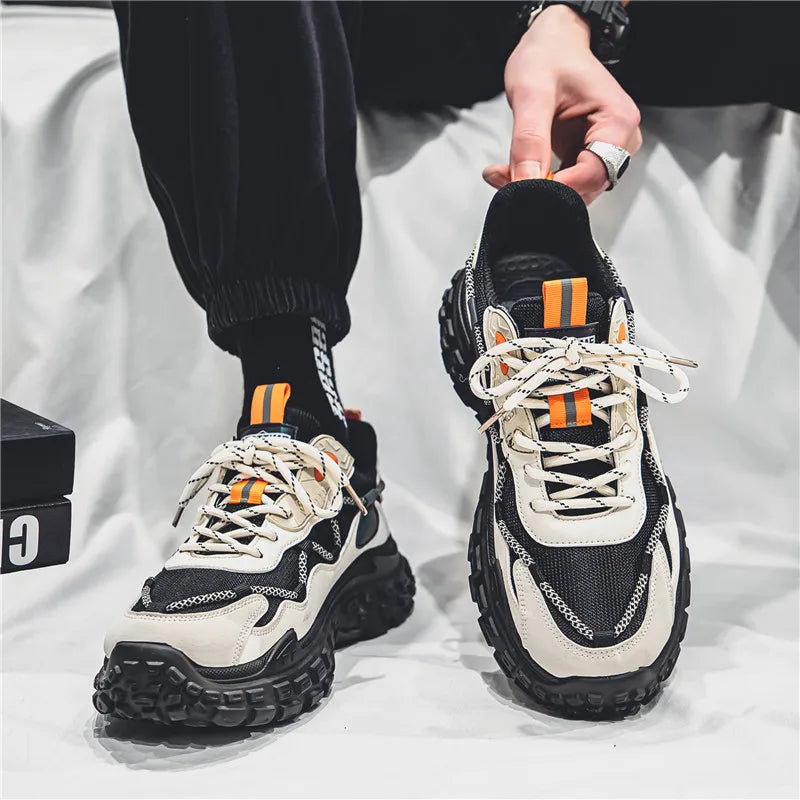 Versatile Sports Casual Running Shoes for Men Breathable Mesh Thick-Soled Tires Trendy Dad Sneakers