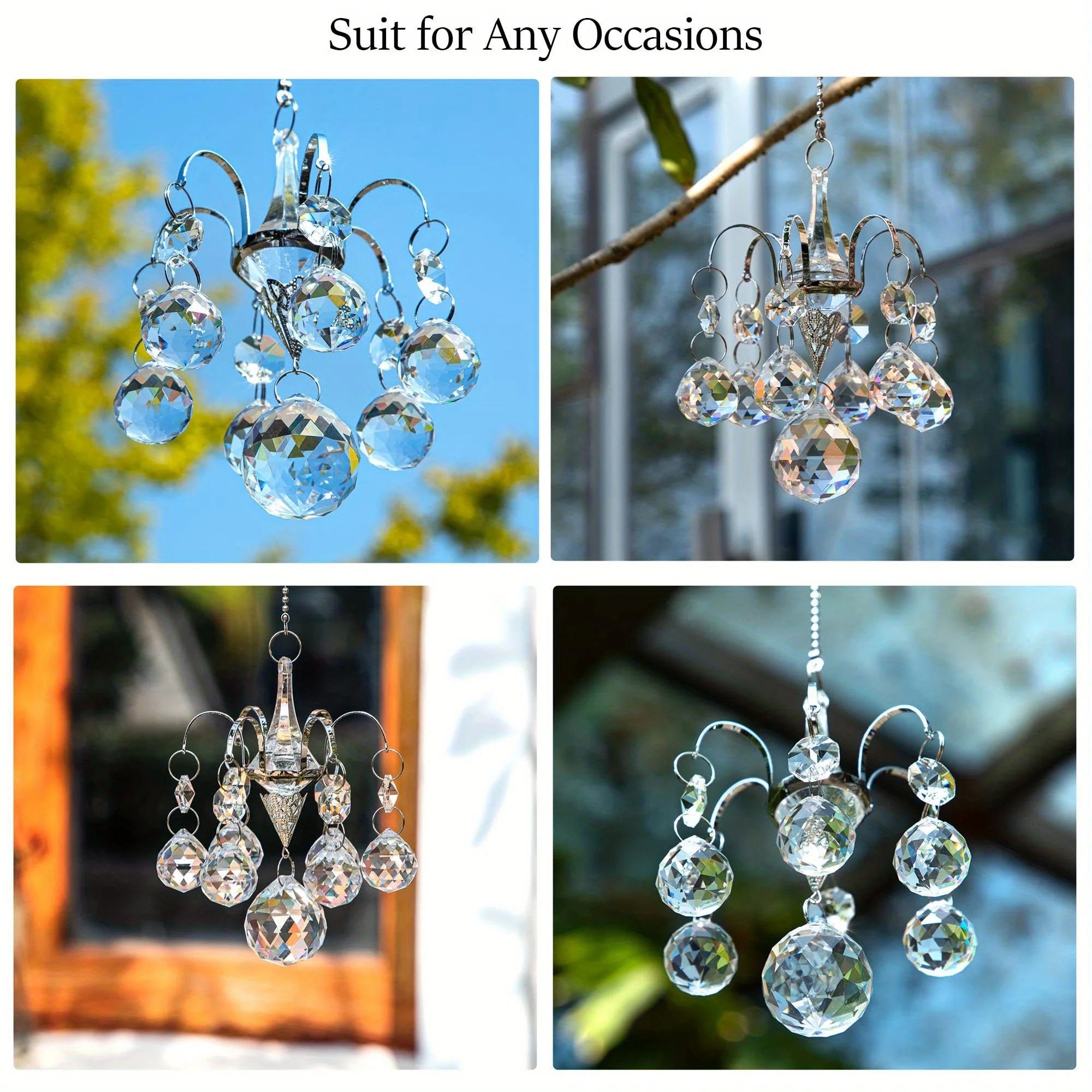 1pc Crystal Suncatcher, Glass Prism Rainbow Maker Chandelier For Window Pendant, Garden Art, Balcony, Office, Fall Decor