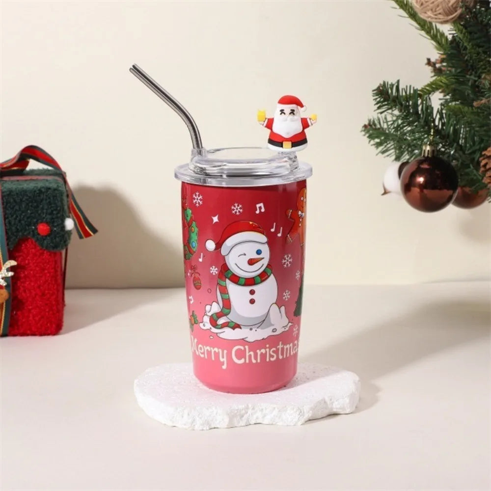 New Year 460ml Coffee Cup Christmas Stainless Steel Thermal Cup Reausable Portable Vacuum Mug Drinkware