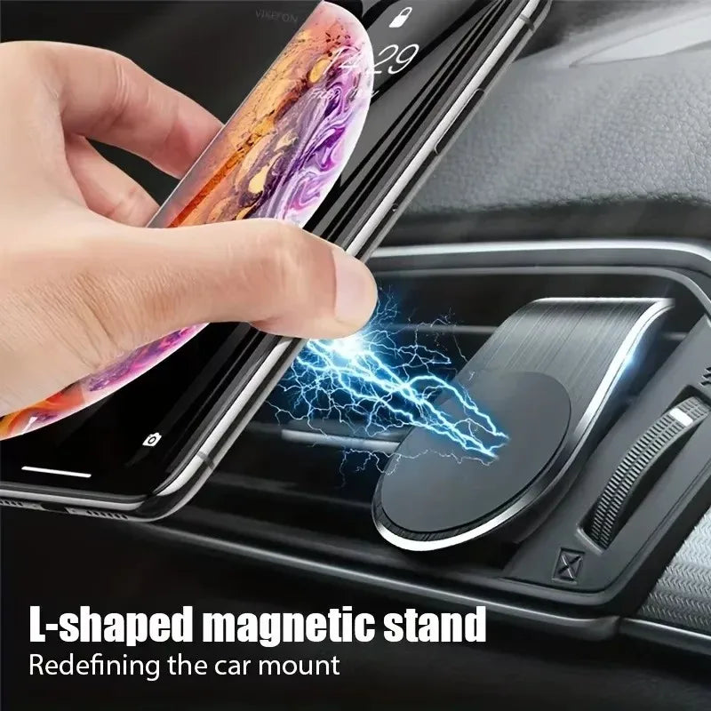 Magnetic Car Phone Bracket Breathable Clip Bracket Rotating Mobile Phone GPS Bracket Car Air Outlet L Bracket Car Phone Holder